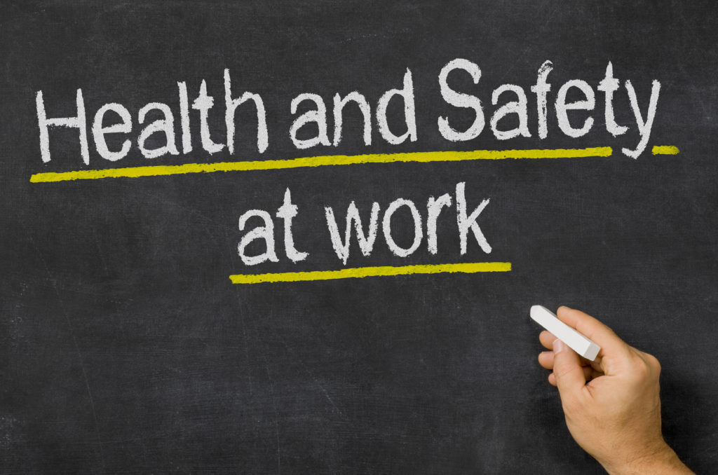 Blackboard with the text Health and Safety at work